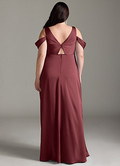 Azazie Rhea Maternity Bridesmaid Dresses A-Line Off-The-Shouler Pleated Stretch Satin Floor-Length Dress image9