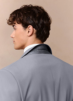 front Savile Grey Wool Blend Suit Jacket