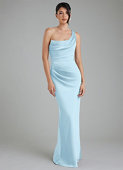 Azazie Sabrina Bridesmaid Dresses Sky Blue Mermaid Corset Stretch Satin Dress image6