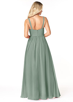 Azazie Chanel Bridesmaid Dresses Silver Sage A-Line Pleated Chiffon Dress image2