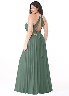Azazie Evalleen Bridesmaid Dresses Eucalyptus A-Line Pleated Chiffon Dress image1