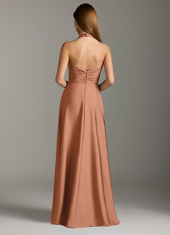 Azazie Tessie Bridesmaid Dresses Bronzer A-Line Pleated Stretch Satin Dress image2