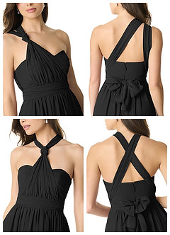 Azazie Olani Bridesmaid Dresses Black A-Line Off the Shoulder Chiffon Convertible Dress image7
