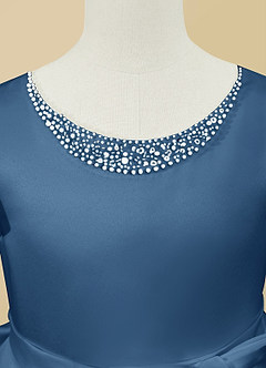 Azazie Jewel Flower Girl Dresses Twilight Ball-Gown Pleated Matte Satin Dress image8