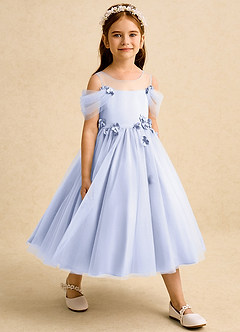 Azazie Juni Jurken voor bloemenmeisjes Baljurk Jurk van Tule Geplooid Lavendel image6