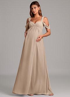 Azazie Rhea Zwangerschaps Bruidsmeisjekleding A-Lijn Geplooid Chiffon Vloerlengte Jurk image4