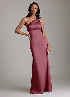 Azazie Voni Abiti da Damigella Abito Sirena in Raso Elasticizzato Monospalla Rosa Del Deserto image5