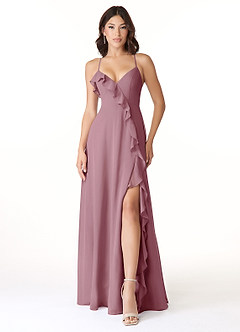 Azazie Tarni Bridesmaid Dresses Vintage Mauve A-Line Chiffon Dress image1