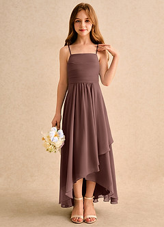 Azazie Twilight Dance Girls Formal Blumenmädchenkleider A-Linie Plissee Chiffon Kleid Espresso image5