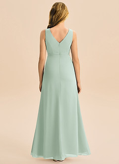 Azazie Floris Junior Robe Trapèze en Mousseline de soie Plissée Agave image3