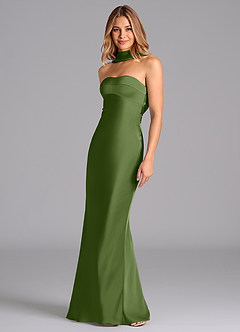 Azazie Lusinda Bridesmaid Dresses Juniper Mermaid Strapless Stretch Satin Dress image1