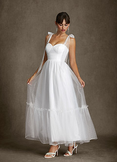 Azazie Angelica Wedding Dresses Diamond White A-Line Sweetheart Neckline Tulle Dress image5