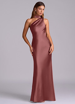 Azazie Seona Robes de demoiselle d'honneur Robe Sirène en Satin extensible Une épaule Améthyste image7