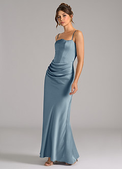 Azazie Debby Bridesmaid Dresses Dusty Blue Mermaid Strapless Stretch Satin Convertible Dress image6
