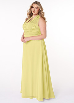 Azazie Fifi Bridesmaid Dresses Lemon Sorbet A-Line Strapless Chiffon Convertible Dress image15