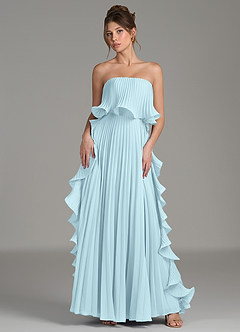 Azazie Alexia Bridesmaid Dresses Cloud Blue A-Line Ruched Chiffon Dress image1