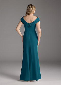 Azazie Cupid Abiti per la Madre della Sposa Abito A-Line in Chiffon in Pizzo con Scollo a Barca Blu Inchiostro image5