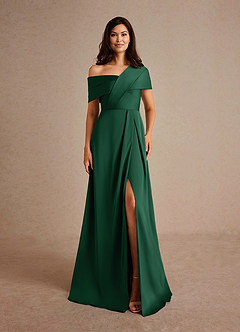 Azazie Milton Kleider für die Brautmutter A-Linie Plissee Stretch-Satin Kleid Dunkelgrün image7