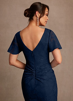 Azazie Jolene Kleider für die Brautmutter Meerjungfrau-Linie Plissee Blumen-Burnout Kleid Dunkelmarine image6