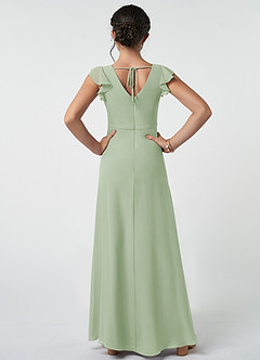 Azazie Claudine Junior Dusty Sage A-Line Pleated Chiffon Dress image2