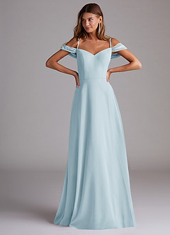 Azazie Marley Bridesmaid Dresses Sky Blue A-Line Off the Shoulder Chiffon Convertible Dress image4