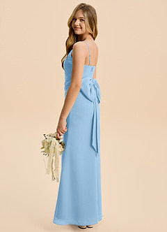 Azazie Amelia Junior Meerjungfrau-Linie Plissee Chiffon Kleid Puderblau image6