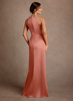 Azazie Lawrence Abiti per la Madre della Sposa Abito A-Line in Raso Elasticizzato Plissettato Salmone Rosa image3