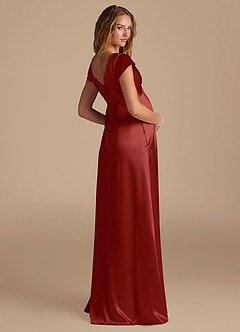 Azazie Allessia Maternity Bridesmaid Dresses A-Line Metallic Satin Floor-Length Dress image2