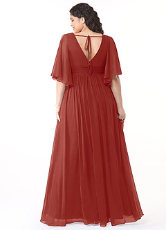 Azazie Temeka Bridesmaid Dresses Terracotta A-Line Ruched Chiffon Dress image8