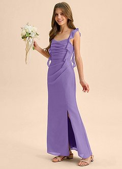 Azazie Jessamine Junior Vestido de Tahití de Gasa de Corte Sirena con Escote de Corazón image6