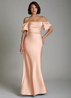 Azazie Lea Bridesmaid Dresses Rose Gold Mermaid Off the Shoulder Stretch Satin Convertible Dress image8