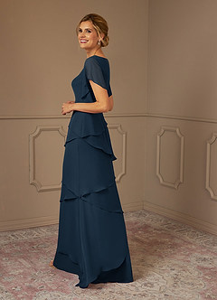 Azazie OHara Mother of the Bride Dresses Dark Navy A-Line V-Neck Chiffon Dress image5