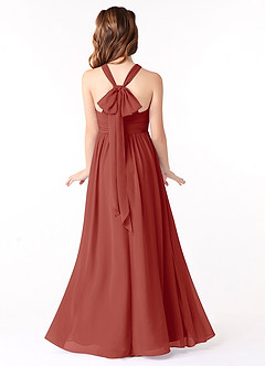 Azazie Jaylah Junior Vestido Terracota de Chiffon de Linha A com Ruched image1