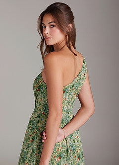 Azazie Brooke Bridesmaid Dresses Meadow Bloom A-Line One Shoulder Chiffon Dress image6