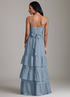 Azazie Nathalia 신부 들러리 드레스 A라인 셔링 쉬폰 바닥 길이 드레스 image2