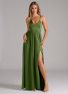 Azazie Aaida Bridesmaid Dresses Juniper A-Line Corset Stretch Satin Dress image1