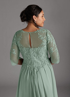 Azazie Mirielle vestidos de madre de la novia Vestido Agave de Gasa de Corte en A con Encaje Scoop image11