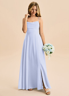 Azazie Bear Junior Lavender A-Line Pleated Chiffon Dress image3