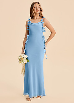 Azazie Trinity Junior Powder Blue Mermaid Pleated Chiffon Dress image3