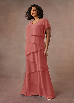 Azazie OHara Mother of the Bride Dresses Antique Rose A-Line V-Neck Chiffon Dress image13