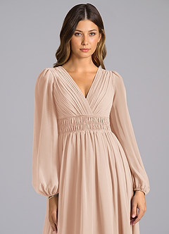 Azazie Palerma Brautjungfernkleider A-Linie Langarm Chiffon Kleid Englisches Rosa image6