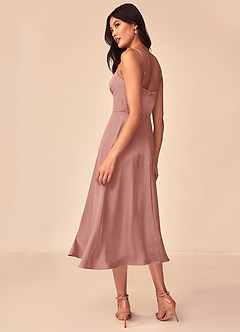 Azazie Dottie Bridesmaid Dresses Rosette A-Line Stretch Satin Dress image5