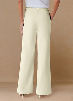 front Marina Ivory Refined Weave Straight-Leg Pants