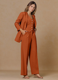 front Rowan Burnt Orange Refined Weave Performance blazer
