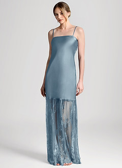 front Abito sottoveste lungo in raso e pizzo