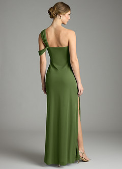 Azazie Tati 신부 들러리 드레스 쉬스 오프 더 숄더 망사 바닥 길이 드레스 image5