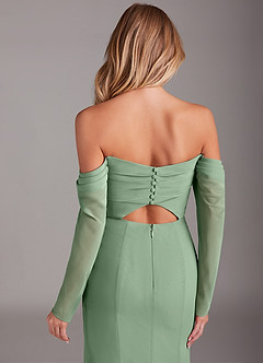 Azazie Hallie Bridesmaid Dresses Matcha Mermaid Long Sleeve Chiffon Dress image7