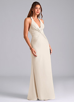 Azazie Valerie Bridesmaid Dresses White Alabaster Mermaid Pleated Chiffon Dress image3