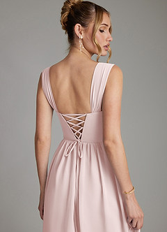 Azazie Caterina Bridesmaid Dresses Blushing Pink A-Line Corset Chiffon Dress image2