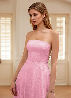 Isadorally Pink Corset Rhinestone Sheer Lace Prom Dress image5
